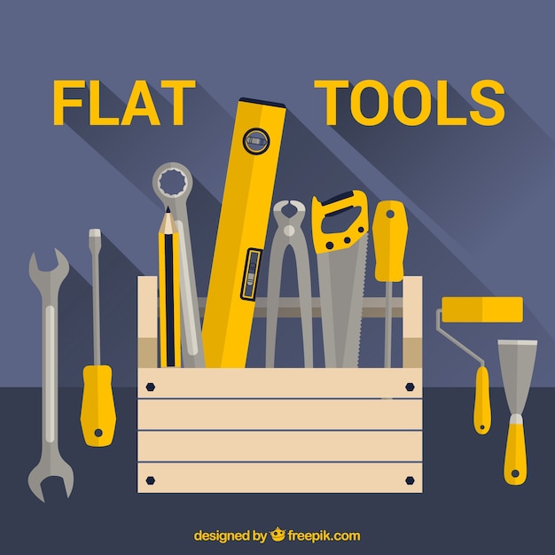 Flat background about carpentry tools