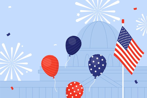 Flat background for american 4th of july celebration