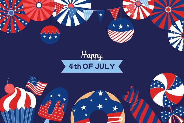 Free Vector flat background for american 4th of july holiday celebration