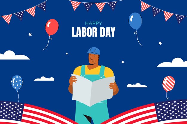 Flat background for american labor day celebration