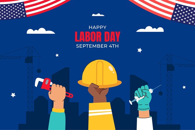 Flat background for american labor day celebration