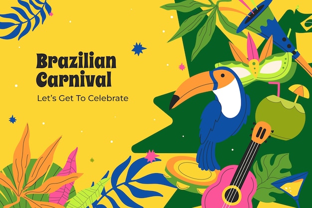 Free Vector flat background for brazilian carnival celebration