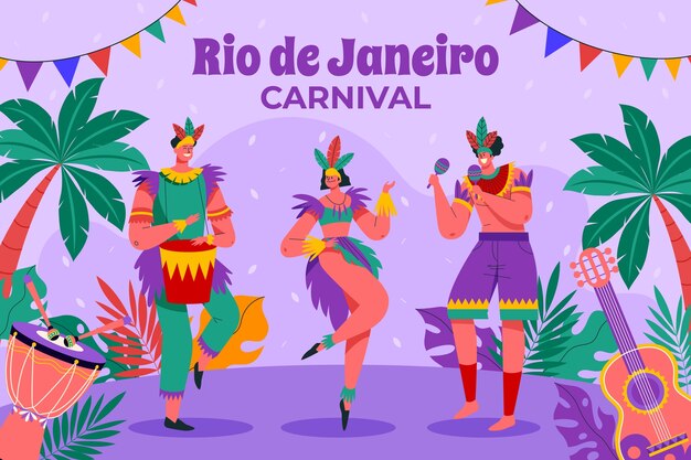 Flat background for brazilian carnival celebration