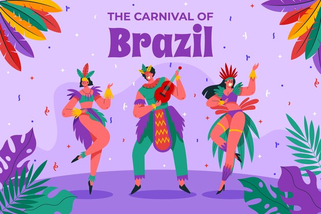 Flat background for brazilian carnival celebration