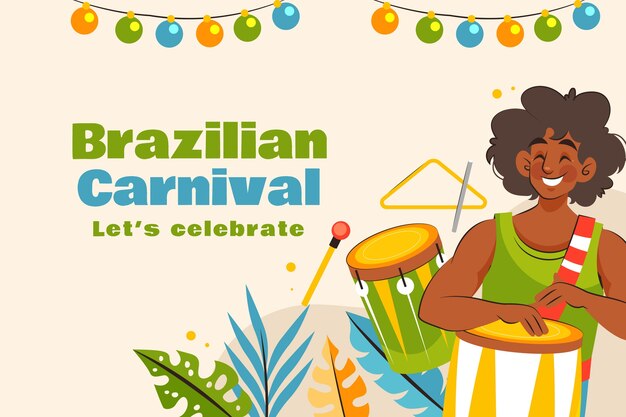 Flat background for brazilian carnival celebration