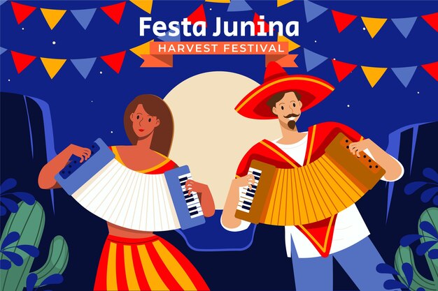 Flat background for brazilian festas juninas celebration