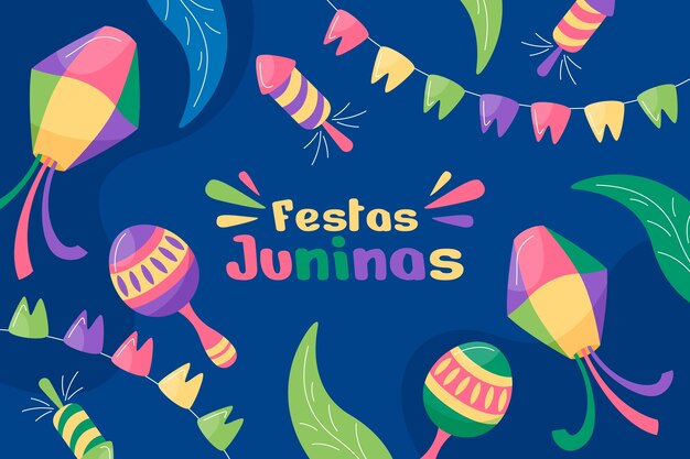 Flat background for brazilian festas juninas celebrations