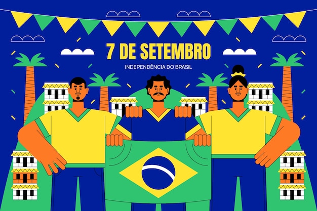 Flat background for brazilian independence day celebration