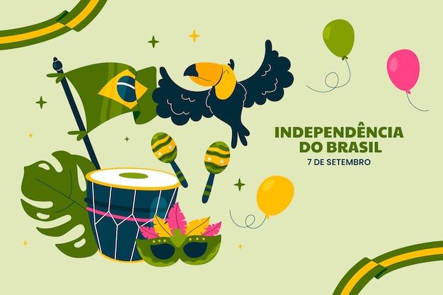 Free Vector flat background for brazilian independence day celebration