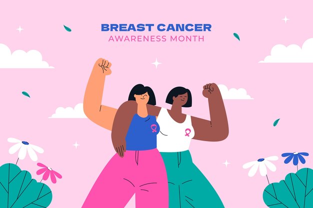 Flat background for breast cancer awareness month