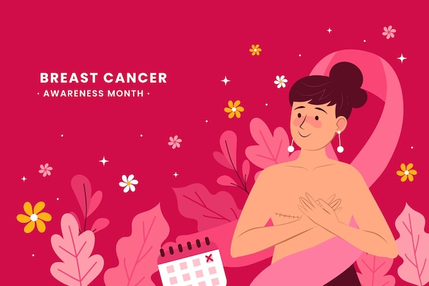 Flat background for breast cancer awareness month