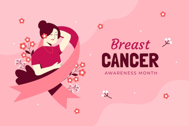 Flat background for breast cancer awareness month