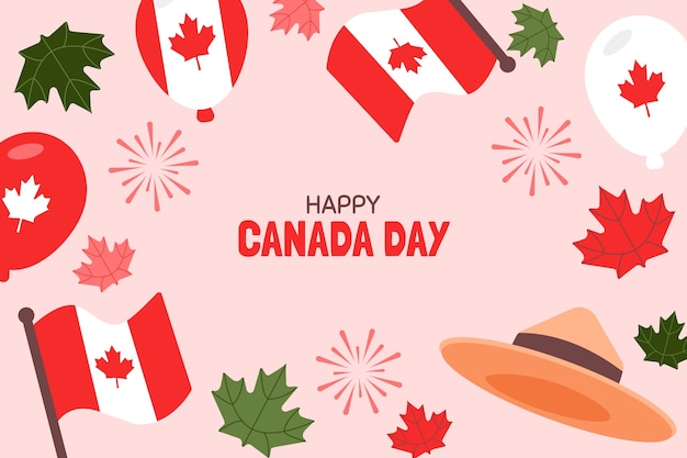 Flat background for canada day celebration