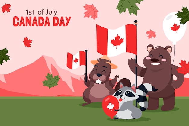 Flat background for canada day celebration