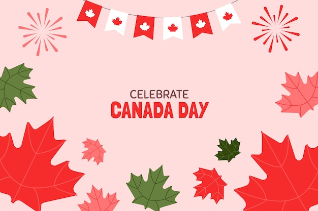 Flat background for canada day celebration