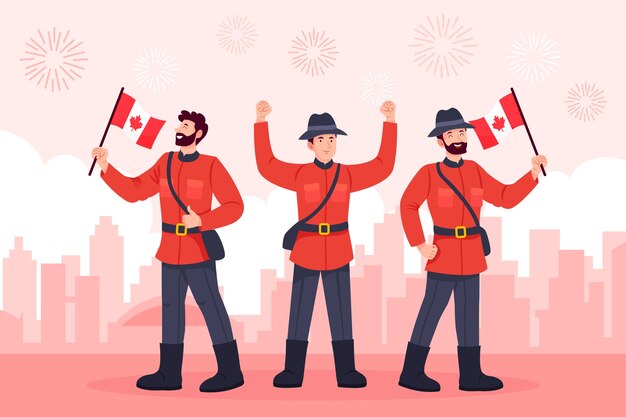 Flat background for canada day celebration