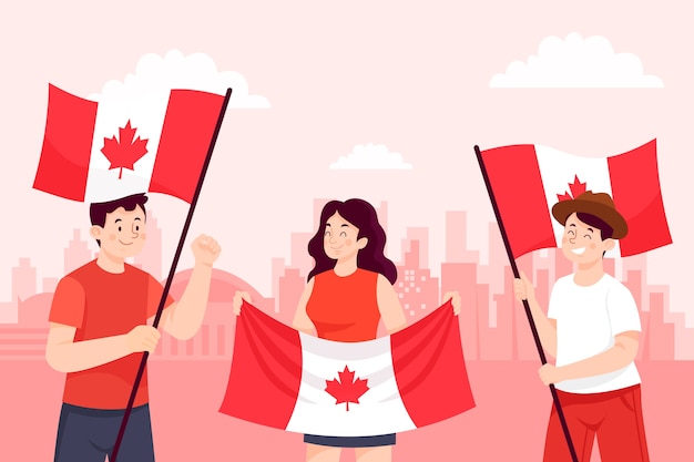 Flat background for canada day celebration