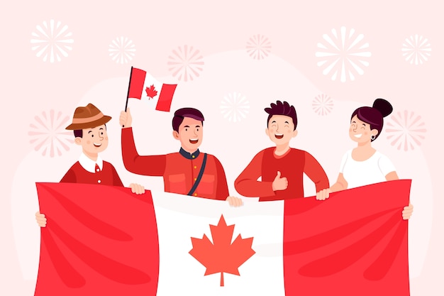 Flat background for canada day celebration