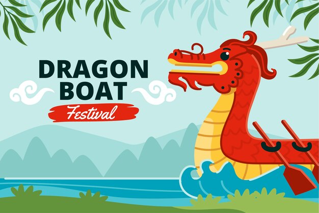 Flat background for chinese dragon boat festival celebration