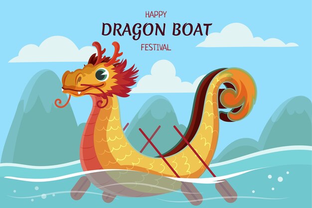 Flat background for chinese dragon boat festival celebration