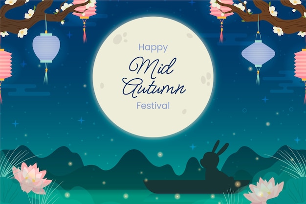 Flat background for chinese mid-autumn festival celebration