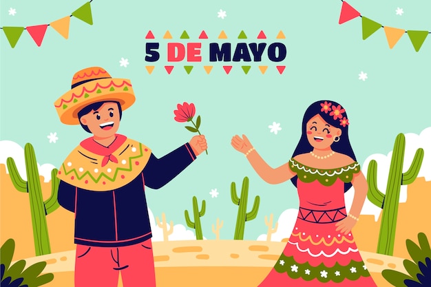 Free Vector flat background for cinco de mayo celebration