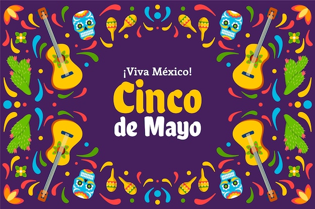 Flat background for cinco de mayo celebration