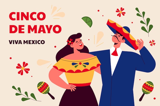 Free Vector flat background for cinco de mayo celebration