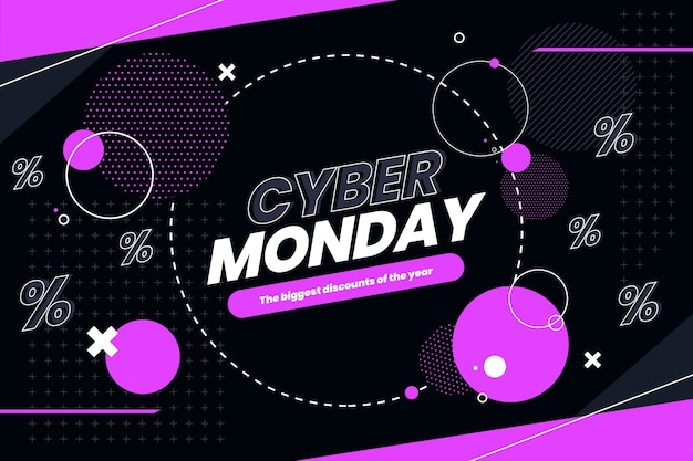 Free Vector flat background for cyber monday sale