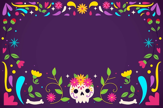 Flat background for dia de muertos celebration