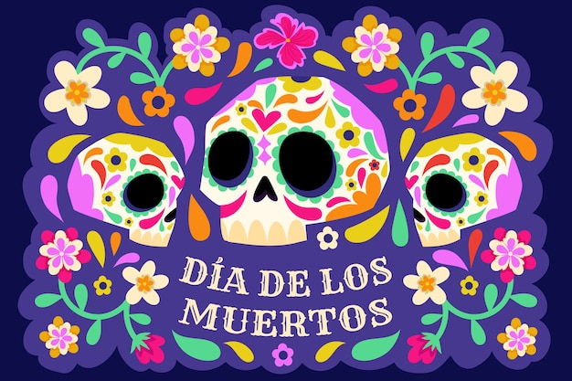 Flat background for dia de muertos celebration