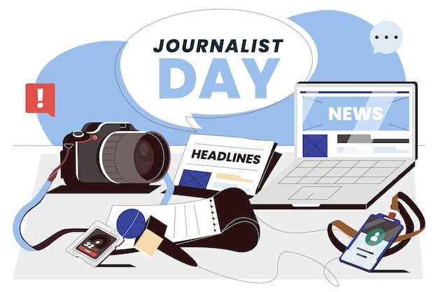 Free Vector flat background for dia del periodista celebration