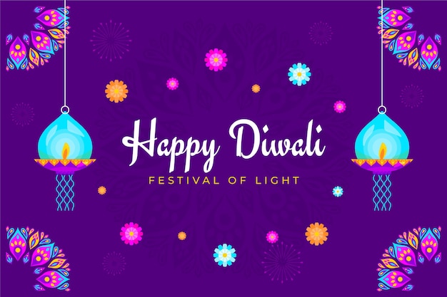 Flat background for diwali celebration