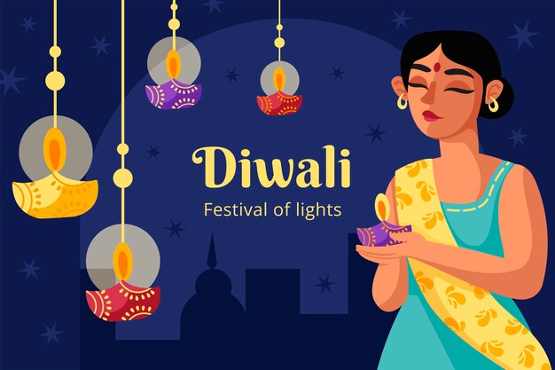 Flat background for diwali festival celebration