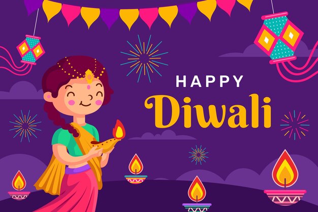 Flat background for diwali festival celebration