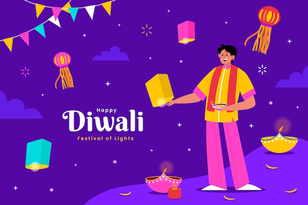 Free Vector flat background for diwali festival celebration