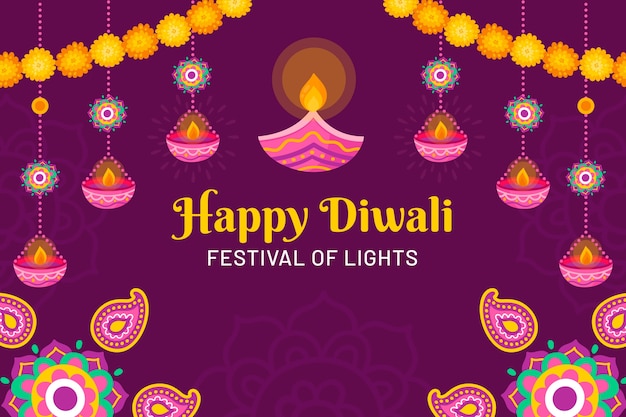 Flat background for diwali festival