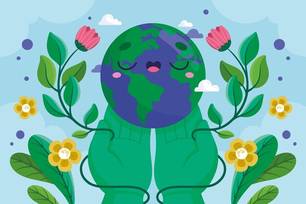 Flat background for earth day celebration