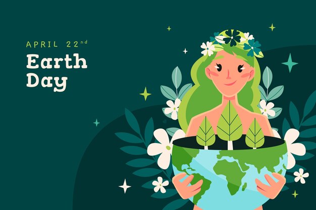 Flat background for earth day celebration