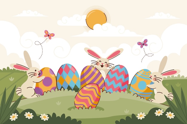 Flat background for easter celebration