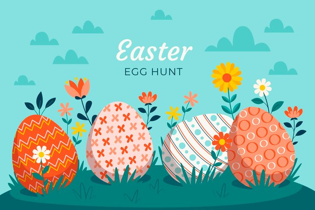 Flat background for easter celebration