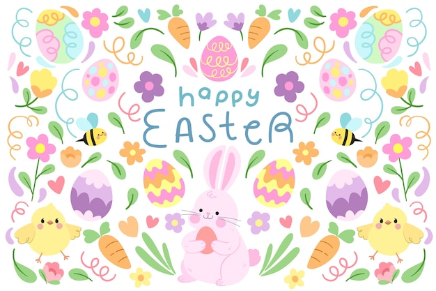 Flat background for easter celebration