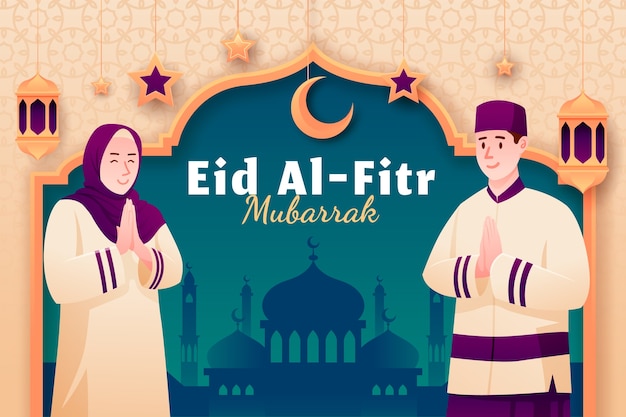 Flat background for eid al-fitr celebration