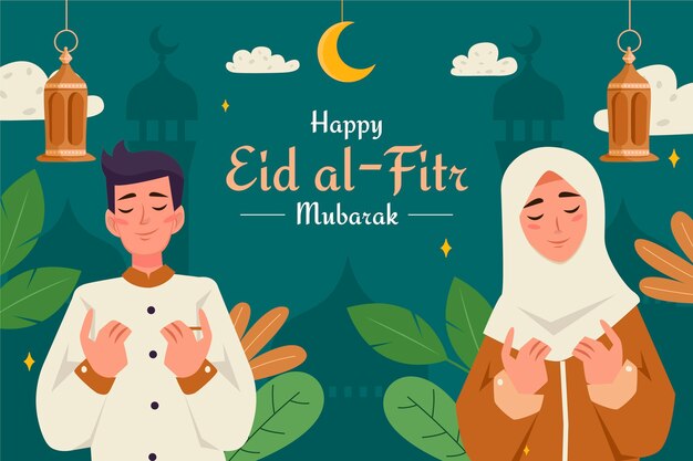 Flat background for eid al-fitr celebration