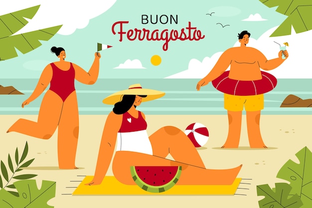 Flat background for ferragosto celebration