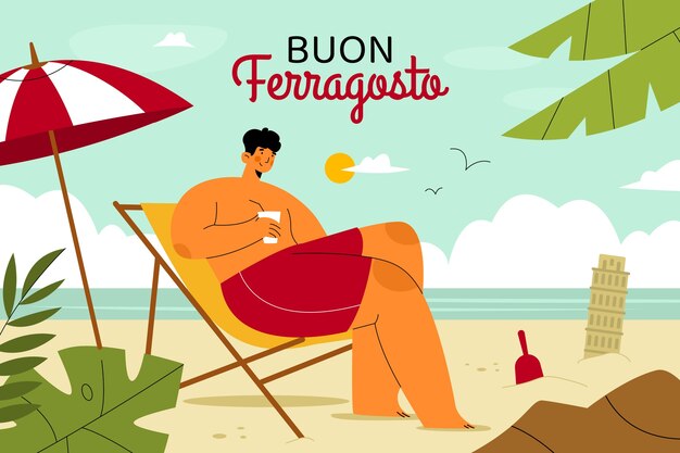 Flat background for ferragosto celebration