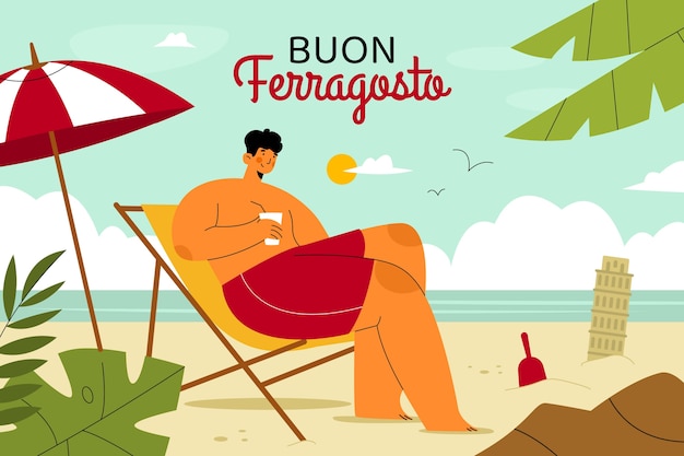 Flat background for ferragosto celebration