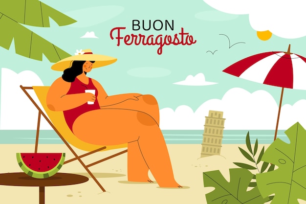 Flat background for ferragosto celebration