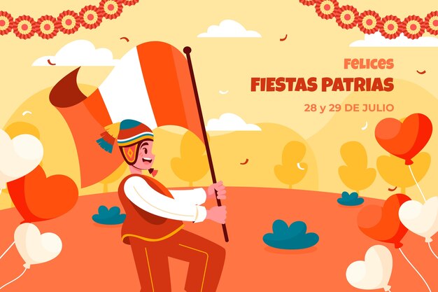 Flat background for fiestas patrias chile