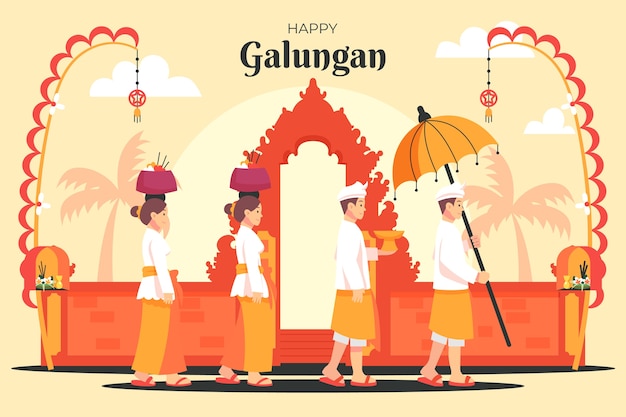 Free Vector flat background for galungan celebration